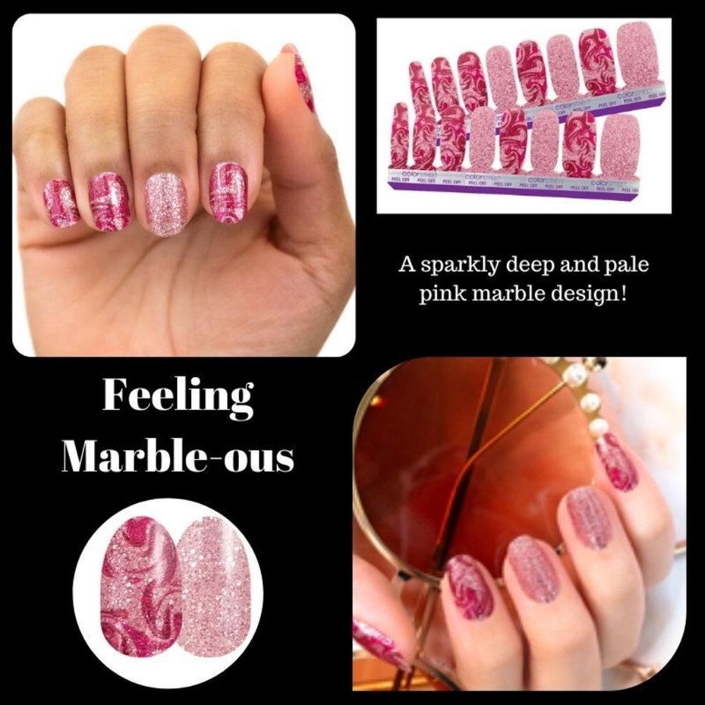 New Feeling marble-ous Color street nail polish strips womenpink glitter
